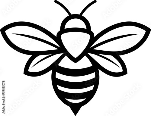 Minimalist Bee Logo Black Outline Vector
