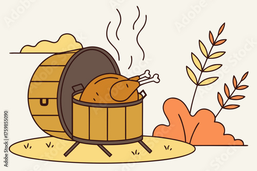 Thanksgiving turkey cooked in a Texas oil drum smoker.