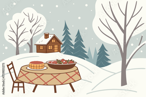 Thanksgiving in a winter wonderland instead of autumn.