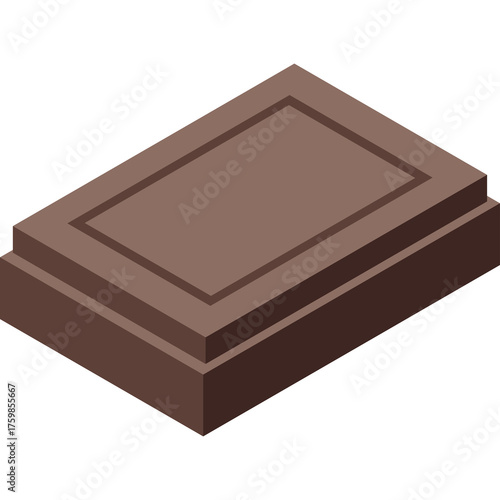 Isometric Chocolate Bar Icon on Transparent Background Represents Sweet Confectionery and Dessert Snack