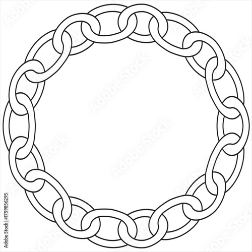 A circle of  chains is shown with a white background