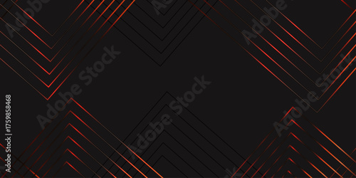 Dark abstract geometric triangle pattern, repeating chevron V lines, thin metallic red lines on black background, minimal luxury design, clean vector style, modern wallpaper texture.