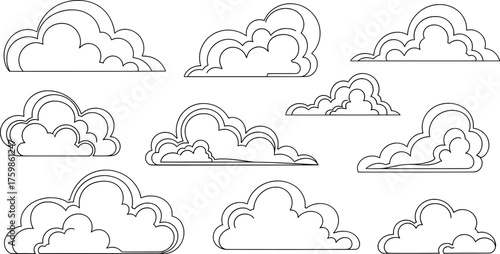 Collection of Cloud Icons, weather, forecast, design element. Vector illustration