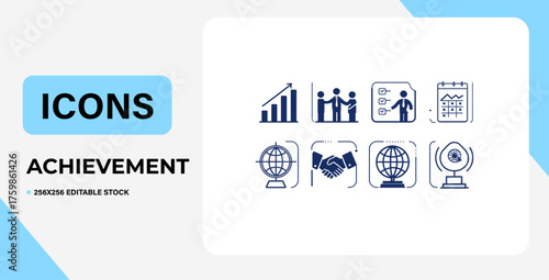 Minimalist Blue Business & Global Icon Set
