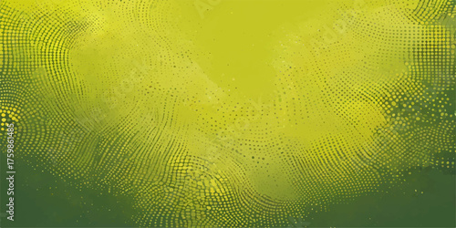 An abstract yellow-green paint texture and wave pattern design is a vibrant backdrop for an illustration