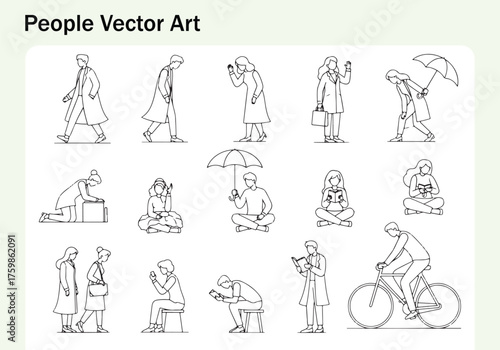 CAD Drawings. Set people outlines isolated on white background. Sitting, walking, dancing, etc. Vector illustration. Architectural Drawings people vector illustration, top view, human person Minimal s