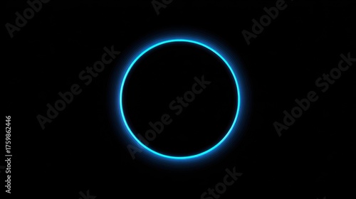 Abstract glowing blue circle on a black background