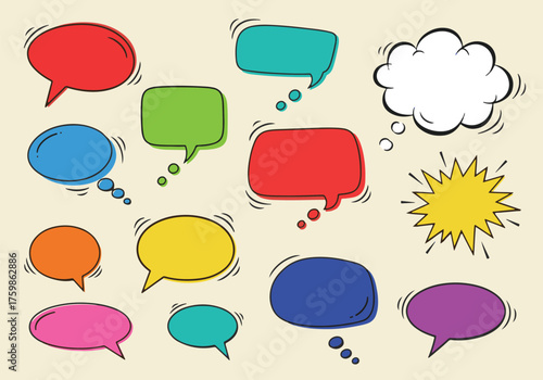 Colorful Comic Speech and Thought Bubbles Set – Cartoon Pop Art Dialog Balloons Collection