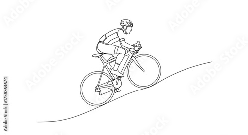 Cyclist riding bicycle cycling uphill road bike race athlete fitness sport exercise outdoor recreation training endurance