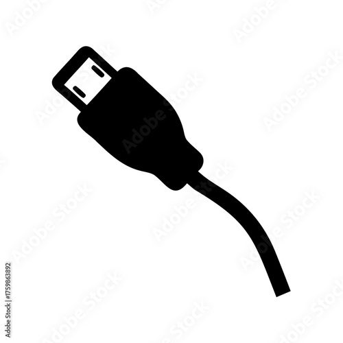 Black and white graphic of a USB micro connection used for electronics