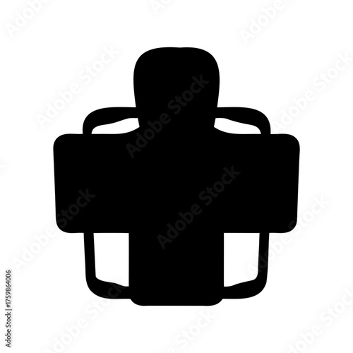 Top view silhouette of an office chair with armrests and seat