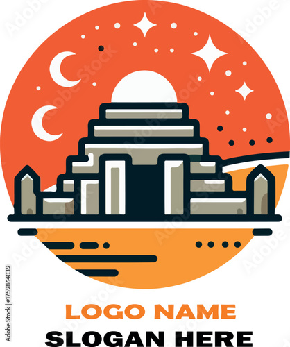 Gobekli tepe ruins logo icon vector white background .