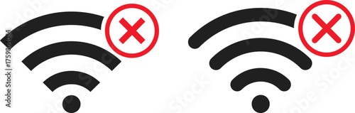 Wifi problem icon set. Disconnect Wireless network symbol collection. No Wi-fi and internet signal. lost internet connection sign