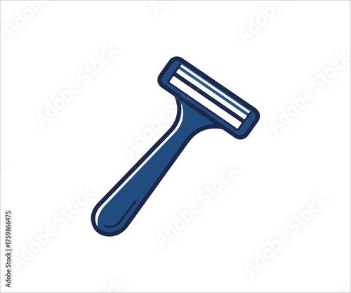 Blue razor for shaving with three blades on white background