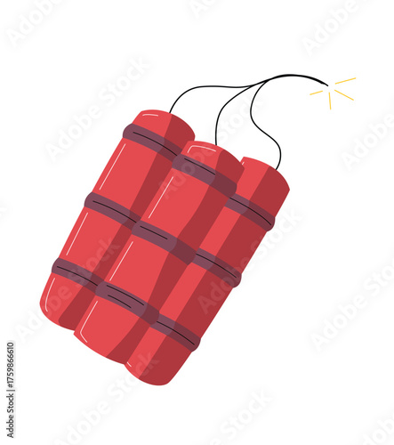 Red Dynamite Sticks with Lit Fuse