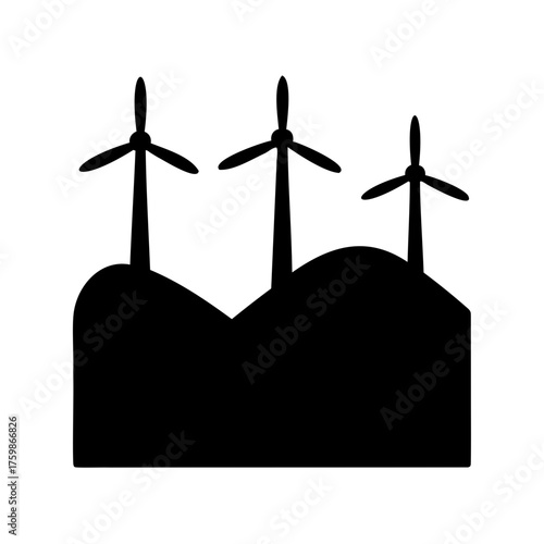 Silhouette of Wind Turbines on Hills Renewable Energy Landscape Design