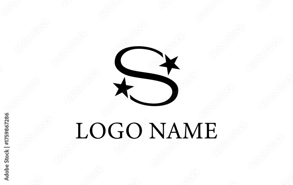 Fototapeta premium Elegant S Initial Letter Logo Design with Star — Minimal Luxury Monogram Branding Vector for Modern Business and Professional Identity