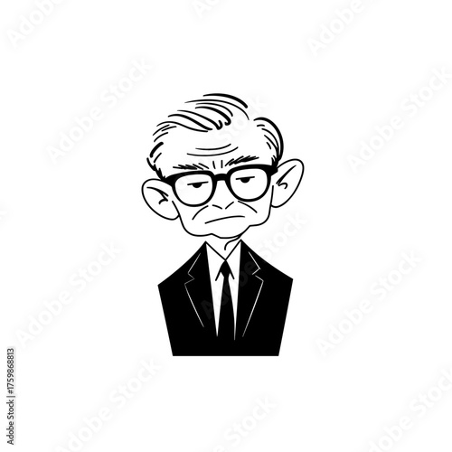 President. President simple black and white line art vector logo