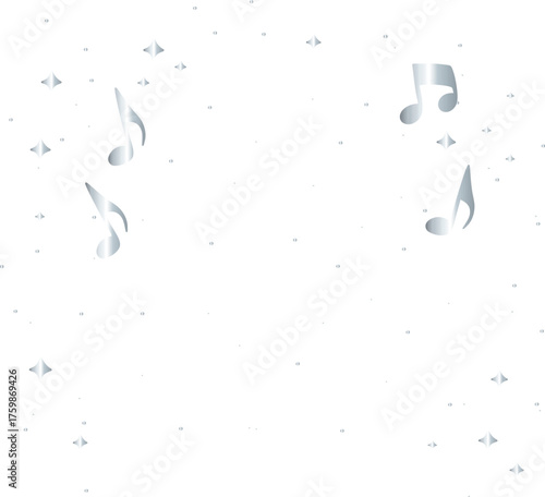 Silver Musical Notes and Stars 