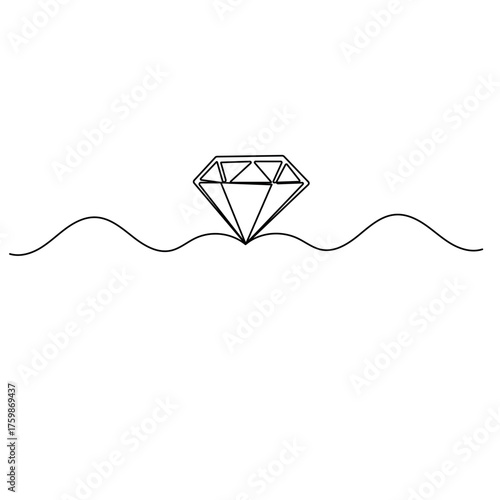 Diamond   icon   continuous one line drawing of outline vector illustration