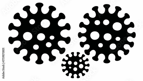 Illustration of virus cells shows a health danger, use as a warning sign for hygiene and infectious disease control