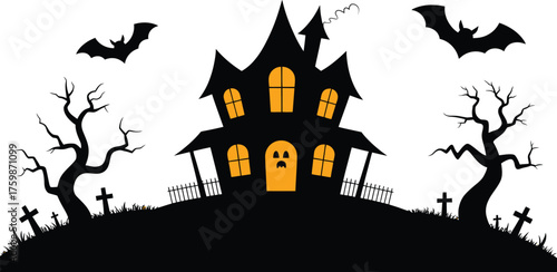 A big bundle of halloween haunted house silhouette 