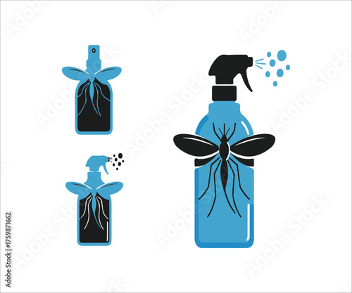 Conceptual Insecticide Spray Bottle Design Preventing Mosquitoes with Blue and Black