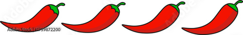 Red chili pepper with shadow on white background