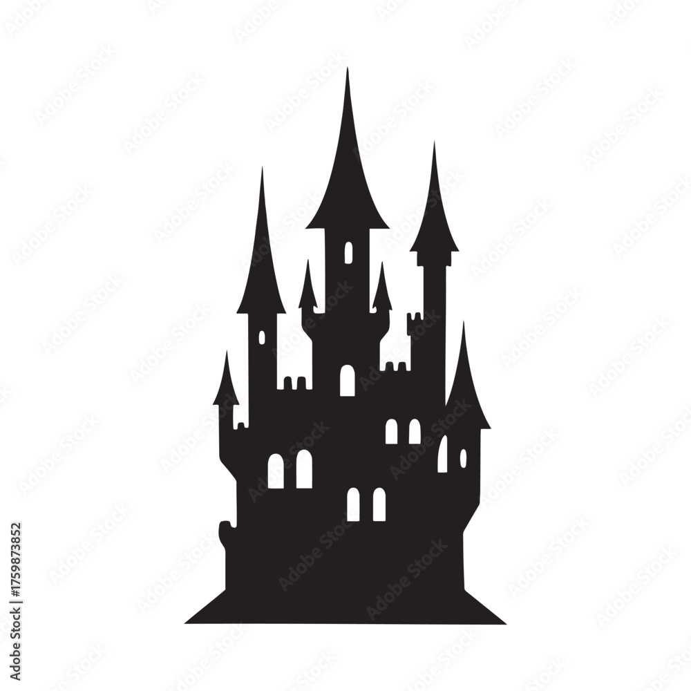 Obraz premium Fantasy Castle Silhouette, halloween 