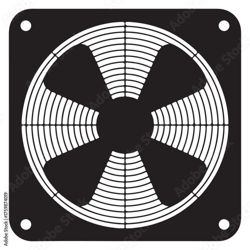 Clean silhouette of an air ventilation fan with blades
