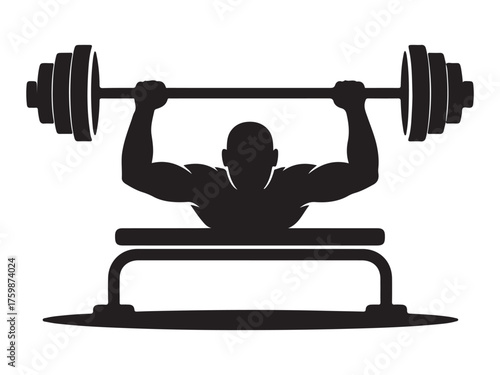 Man performing a bench press exercise silhouette design