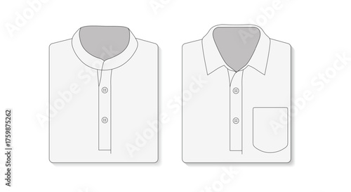 Classic men’s top wear shirt front and back technical vector illustration layout