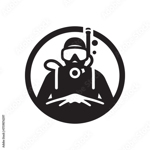 scuba diver vector silhouette clip art logo design illustration