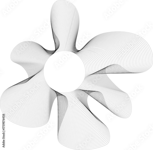 Vector shape showing a central circle and a surrounding dotted contour with extended protrusions creating an uneven border.