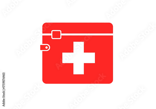 Red medical first aid kit icon graphic