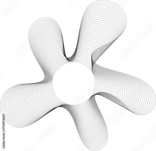 Vector element with a circular center and a surrounding dotted contour that includes soft, lobed extensions.