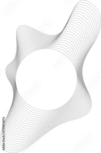 Dotted outer lines create a non-symmetrical freeform surrounding a perfectly round central space.