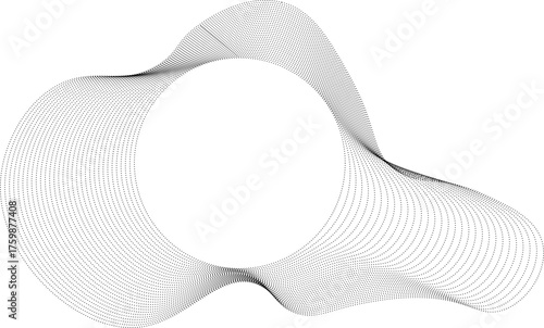 Circular center with contour lines in dotted format creating an irregular curvy exterior.