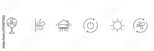 Air Conditioning line icon symbol set. Air conditioner thin line icons collection. Air Conditioning outline icons.  Climate control pictograms. Vector illustration.