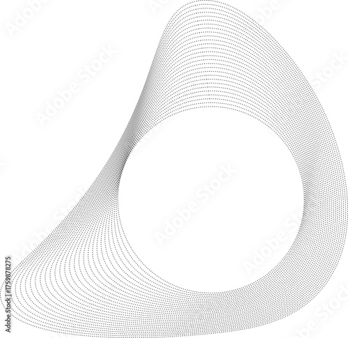Vector shape with a round central void and irregular, softly curved dotted lines forming a fluid blob-like border.