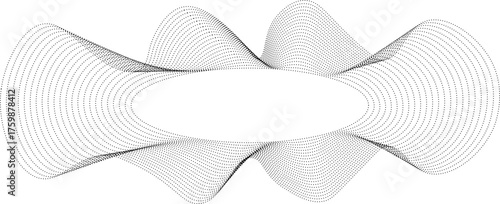 Vector with a unique abstract border of dotted lines encircling a central round void in a freeform layout.
