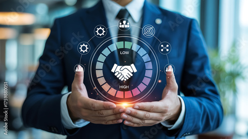 Business collaboration, teamwork, handshake, efficiency, performance optimization, trusted partner, corporate growth, strategic partnership, productivity, professional success concept illustration.