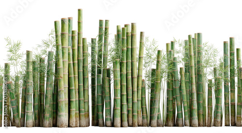 Dense row of green bamboo stalks with feathery foliage, forming a natural, textured barrier