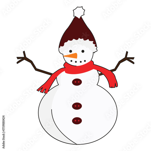 Snowman with hat  scarf and buttons