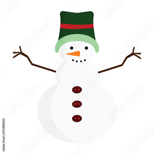 Cute Christmas Snowman with hat and buttons