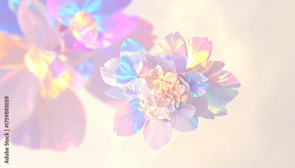 Fototapeta premium Holographic Y2K Flower Clouds