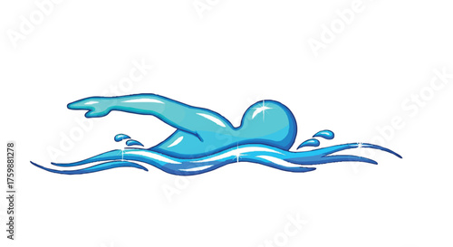 Person swimming outline icon vector