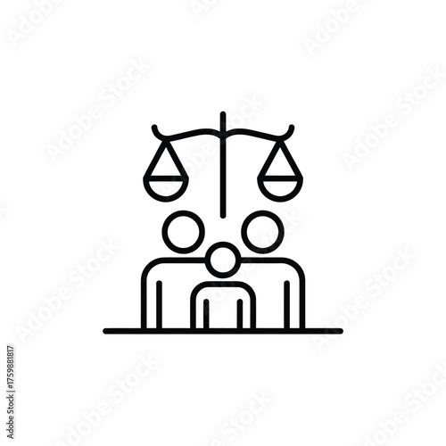 Family law and justice symbol with scales of justice