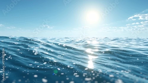 Crystal Clear Water Surface – Gentle Waves with Sunlight Reflection Overlay