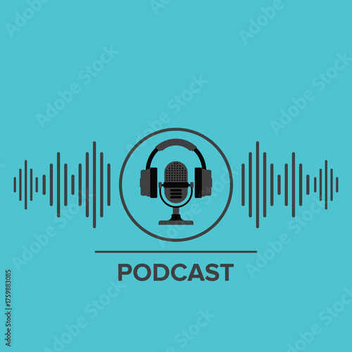 Podcast. Sound Audio Wave. Badge, icon, stamp, logo.	